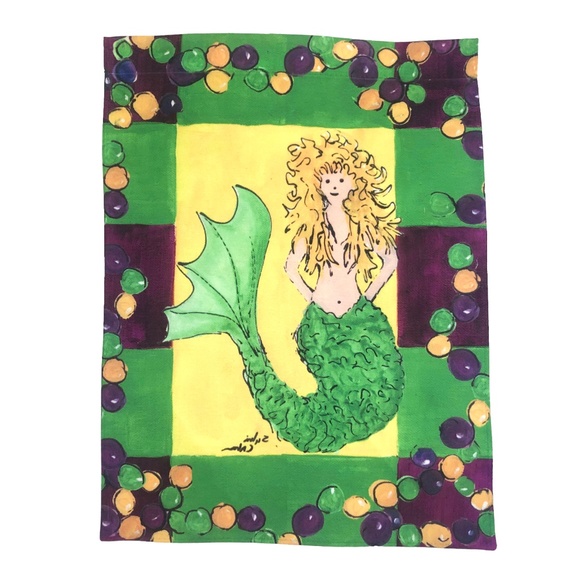 NWOT Caroline's Treasure Mardi Gras Mermaid & Beads Garden Flag - Picture 2 of 2